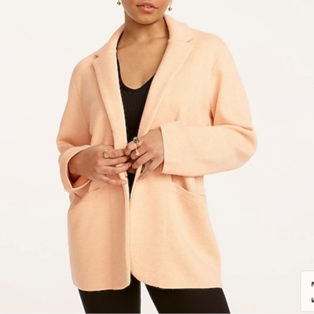 J. Crew Cecile Relaxed Sweater Blazer Hale Pink Blush Cotton Wool Blend
